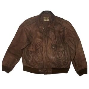 Vintage Leather Bomber Jacket Mens XL Brown Distressed Streetwear Phase 2